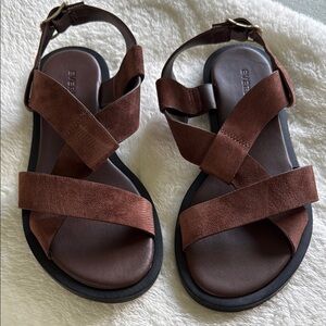Everlane Brown Suede Strappy Sandals